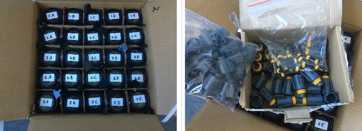 Numbered and packed sample batches for testing